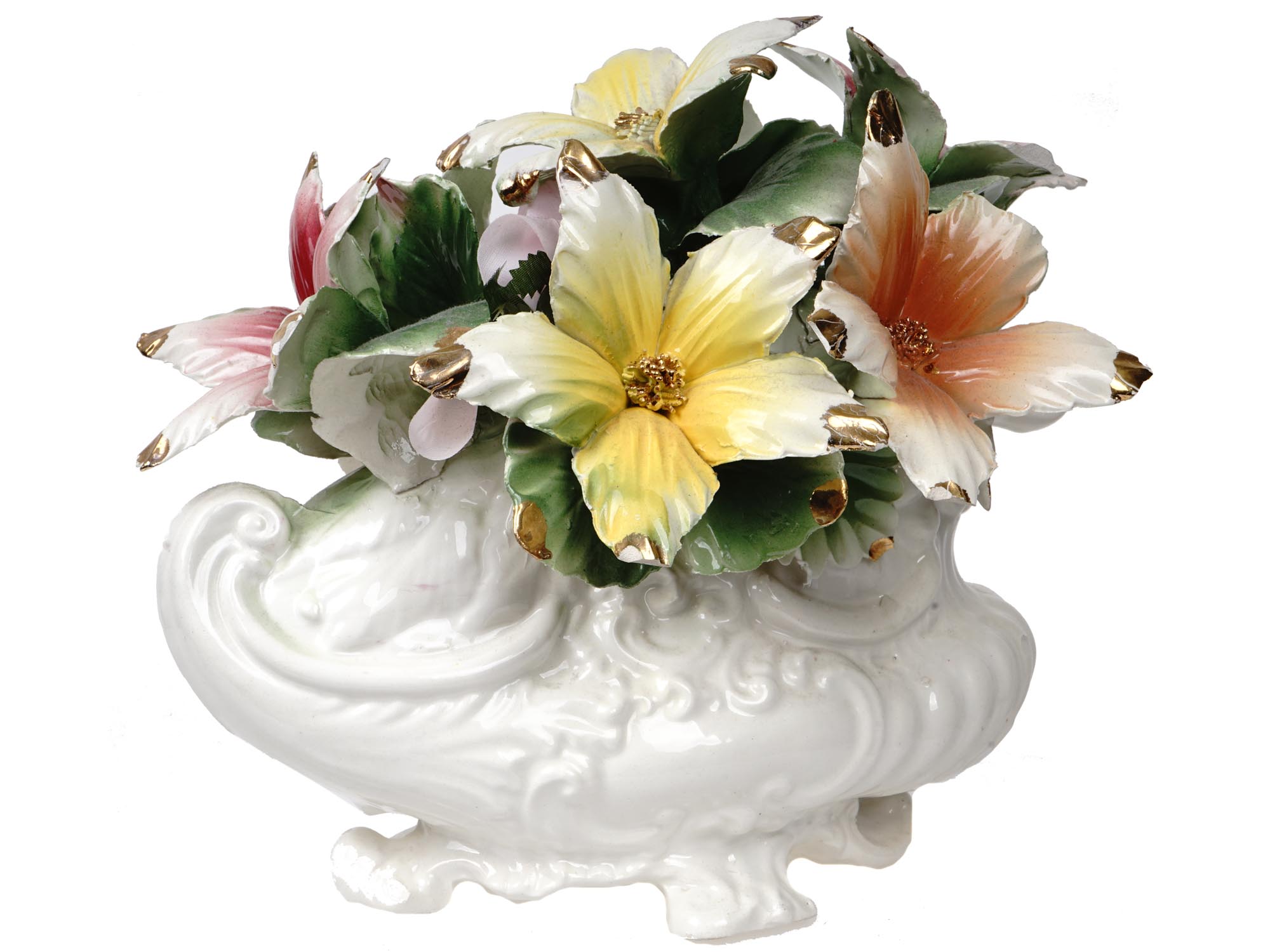 CAPODIMONTE FLOWER BASKETS AND ZHOSTOVO TRAYS PIC-3